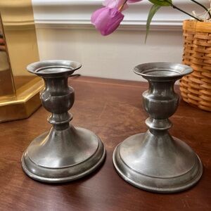 Vintage weighted Leonard genuine pewter set candlesticks